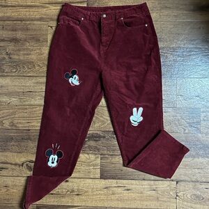 Disney • Size 15 • Red Velvet Jeans W/ Mickey Mouse Embroidery & Patches